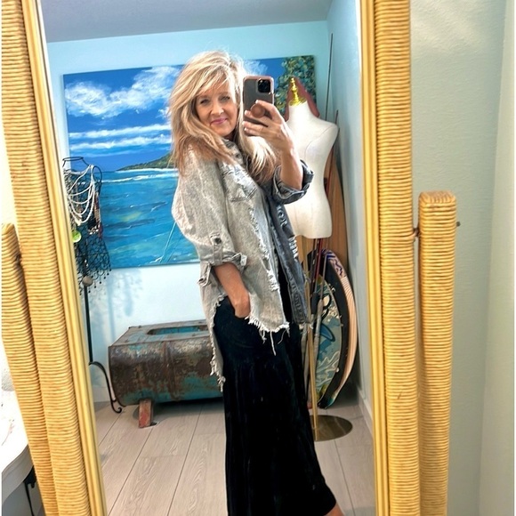 VTG THRILL,’90’s, Button-Up Denim Top, Destroyed Frayed Hem,Excellent Condition - Picture 11 of 13